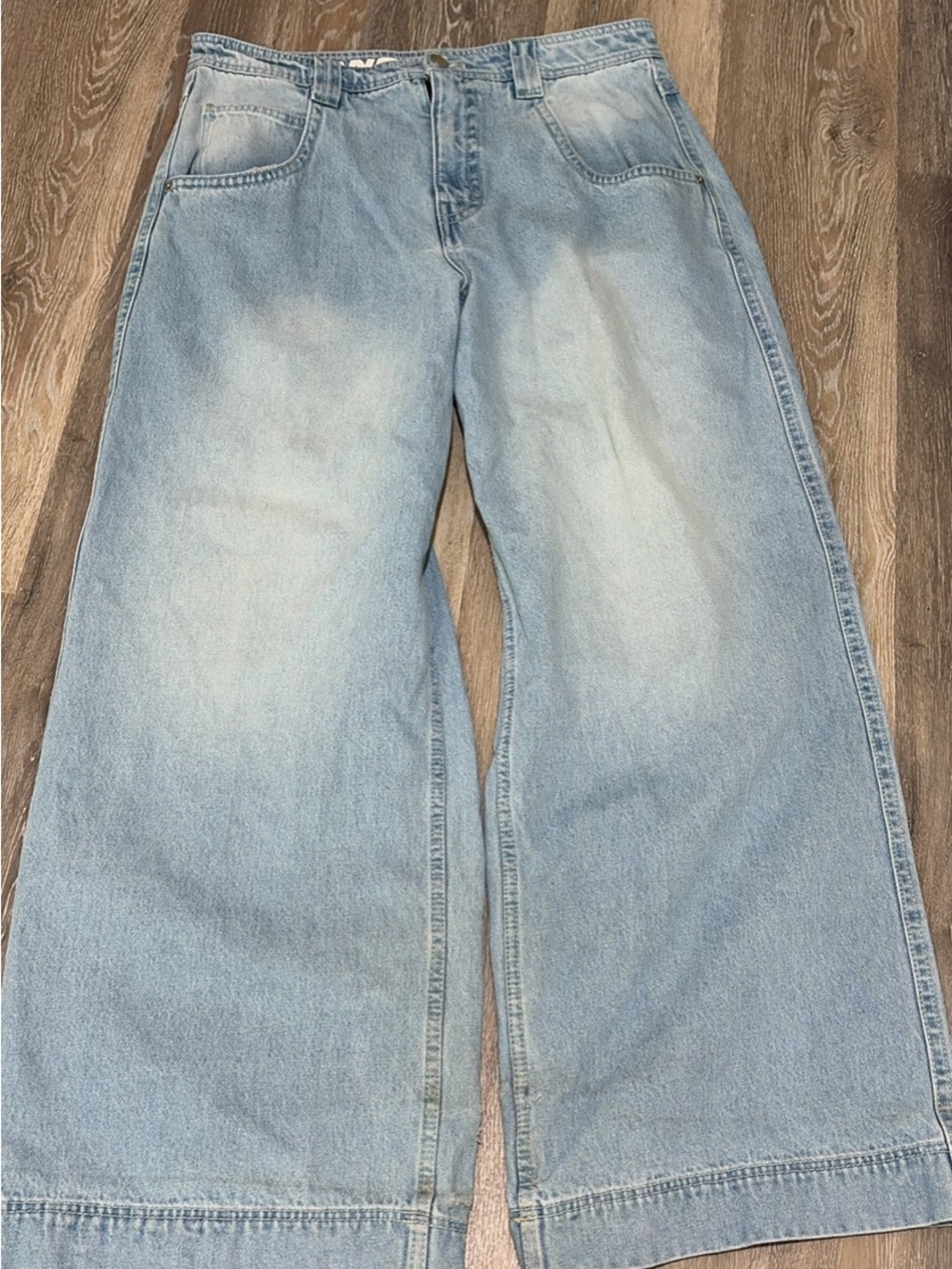 Relaxed Wide-Leg Men’s Jeans in Light Blue